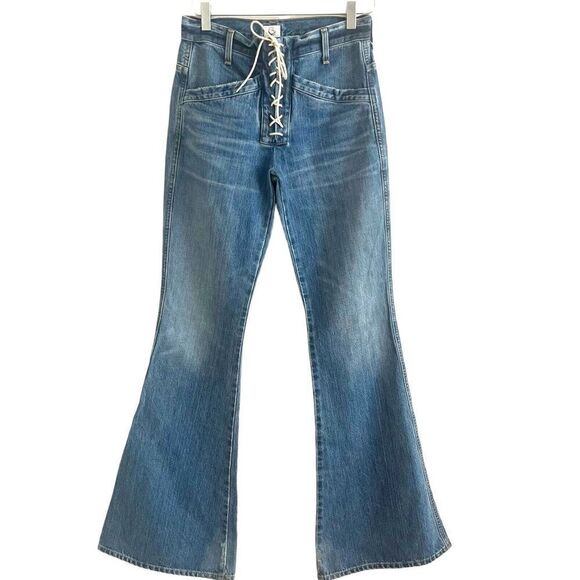Citizens of Humanity x Free People Sally Flare Jeans 26 lace up - Picture 2 of 16